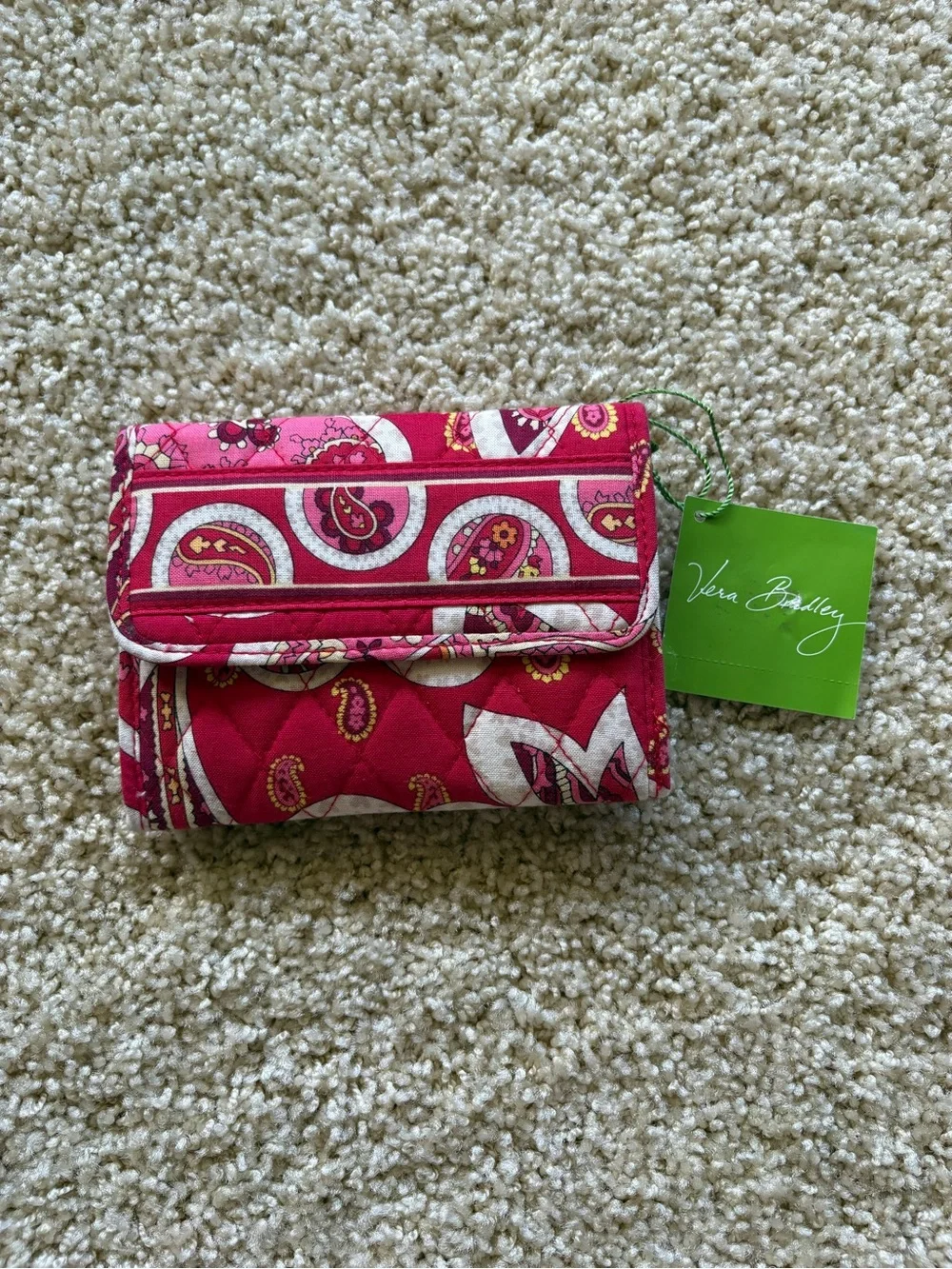 Vera‎ Bradley Rosy Posies Euro Wallet Pink Quilted Floral NWT